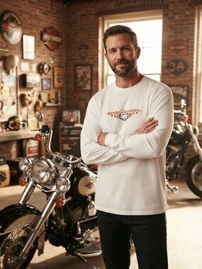Vintage Harley-Davidson White Long Sleeve Skull Flame Shirt Size XL Sacramento C